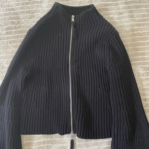 525 Ribbed Knit Zip Cardigan - Picture 4 of 7
